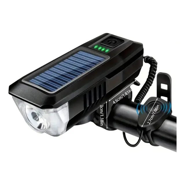 Luz Para Bicicleta Con Timbre Electrónico Recargable Solar