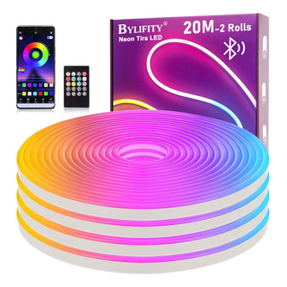 Tira Led Luces Neón 20m Bluetooth Rgb Ip68 Flexible Bylifity Tira Led Luces Neón 20m Bluetooth Rgb Ip68 Flexible Bylifity