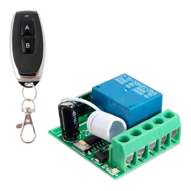 Modulo Receptor Y Control Remoto 1ch Rf 433mhz 12v Gabinete