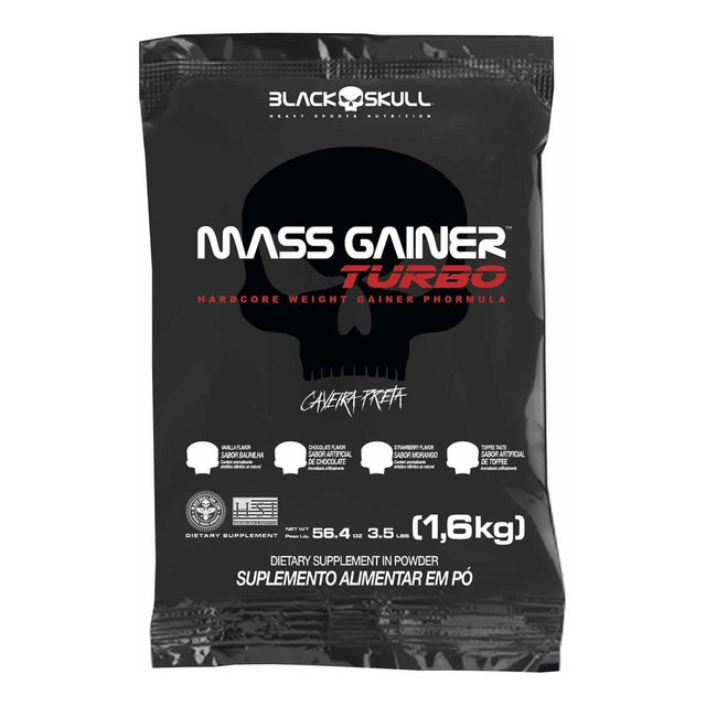 Hipercalórico Mass Gainer Turbo 1,6kg Morango - Black Skull Hipercalórico Mass Gainer Turbo 1,6kg Morango - Black Skull