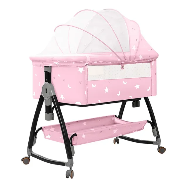 Cuna Moisés Vanow Plegable Portátil Mosquitero Bebe Colchon Niños Color Rosa Diseño 1