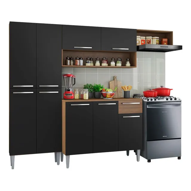 Cocina Integral Madesa Emilly Top 229 Cm - Negro