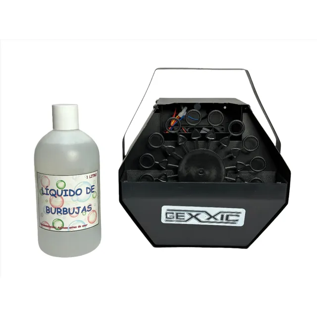 Combo Maquina Burbujas Color Negro + 1 Litro Liquido Burbuja