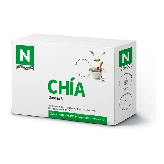 Chia 60 Caps Omega 3 1000 Mg Natufarma Sin Tacc Sabor Sin sabor