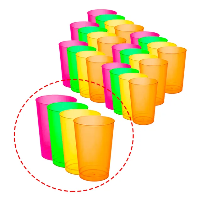 Vaso Acrílico Neón Para Fiesta Evento Neón 