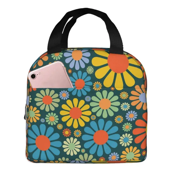 Bolsa Almuerzo Flor Abstracta Para Mujer Niño Niña Aislada