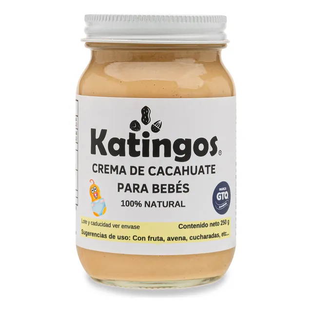 Crema De Cacahuate Para Bebes, Sin Sal Y Azúcar. Alimentación complementaria, Marca Katingos 250g