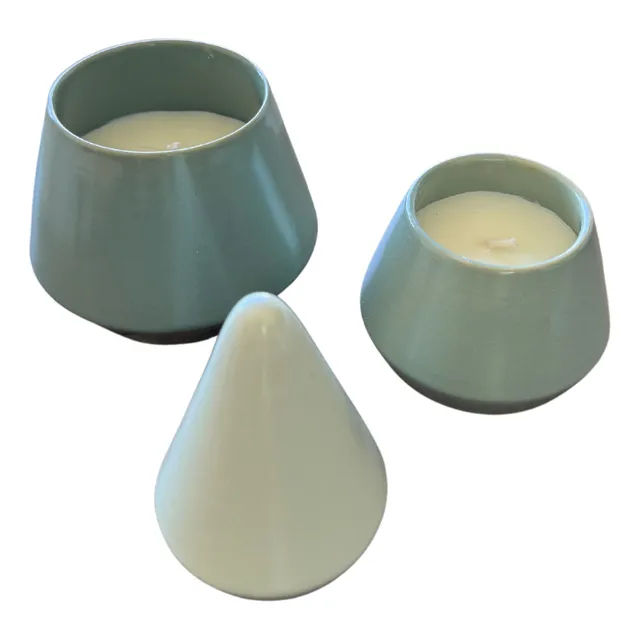 Set Pack Regalo 3 Velas Ceramicas Forma Arbol Escandinavo