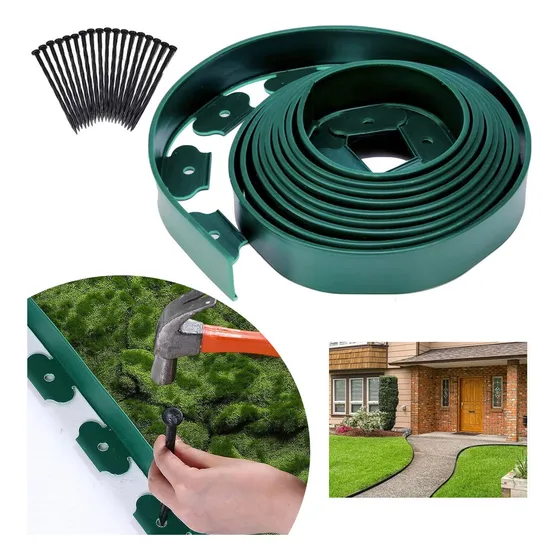 Separador Jardín  Limitador De Césped 5cm×6m Verde + 18 Uñas