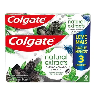 Creme Dental Natural Extracts CarvĂŁo Ativado E Menta 3 Unidades De 90g Cada Colgate Creme Dental Natural Extracts CarvĂŁo Ativado E Menta 3 Unidades De 90g Cada Colgate