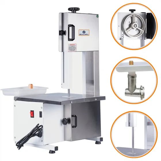 Serra Fita Bancada Mesa Aço Inox Maquina Cortar Carne Moedor