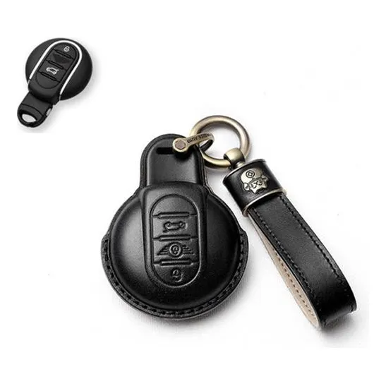 Capa De Couro Para Chave De Carro Modelo B Cor Preta