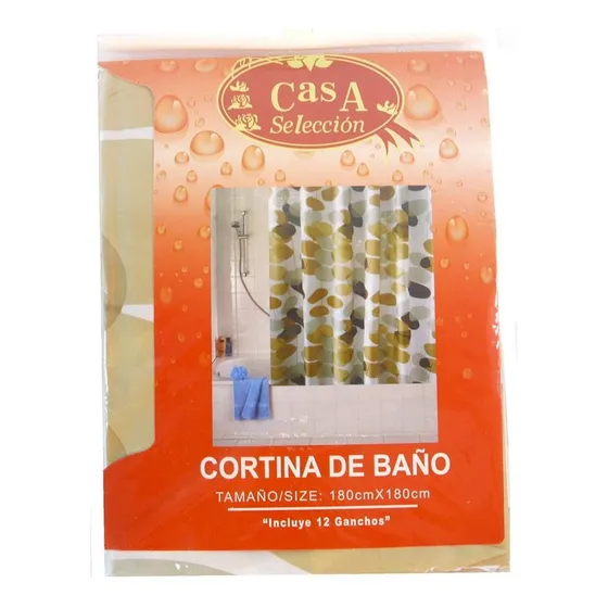 Cortina C/ganchos Baño Casa Seleccion 1,80x1,80 M Ovalos 