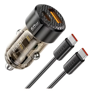 Cargador Auto Universal Carga Rapida 60 Watts Usb A Y Tipo C Cargador Auto Universal Carga Rapida 60 Watts Usb A Y Tipo C