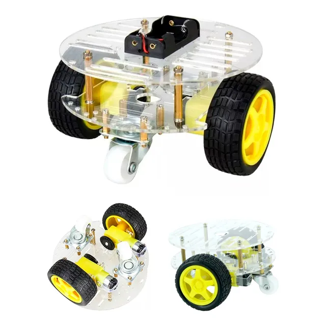 Carro Chasis Circular Kit Arduino 2 Llantas Rueda Loca Robot