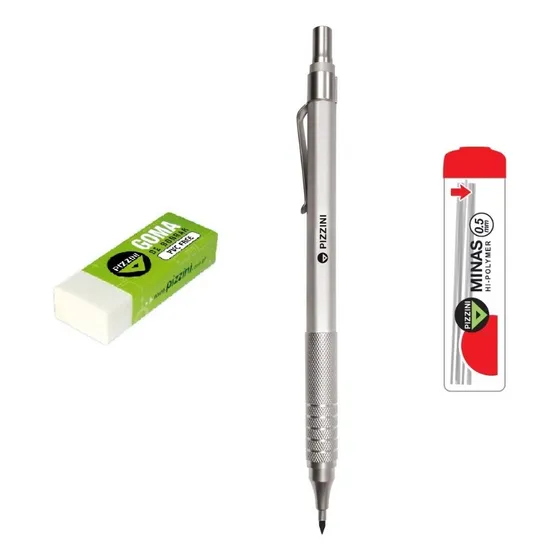 Lapiz Mecanico Portaminas Pizzini 1441  05mm + Minas + Goma 