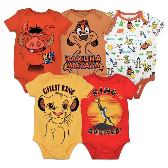 Body Pañalero Disney Rey León Para Bebé Varón, 5 Piezas