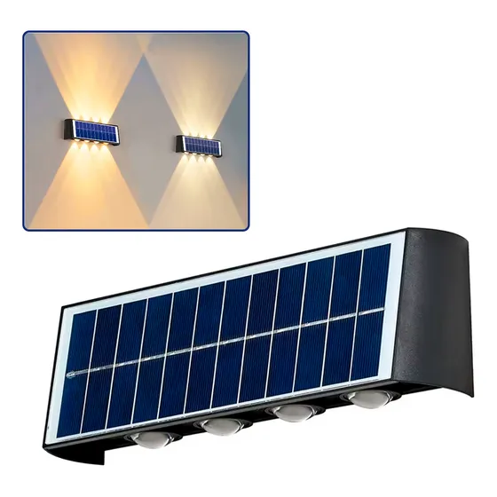 Lámpara Con Panel Solar Pared Exterior Luz Cálida Decorativa