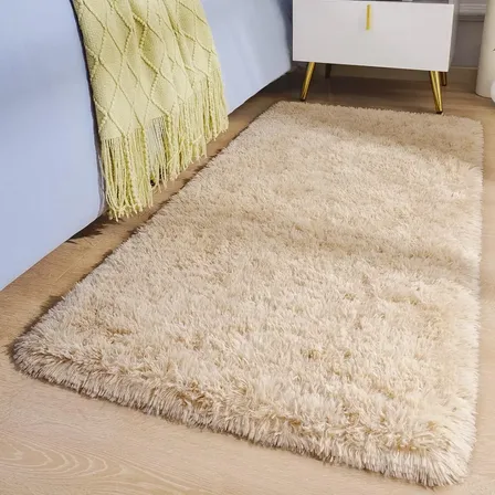 Passadeira Peluda 1x0,60 Bege Felpudo Texfine Para Corredor e Quarto