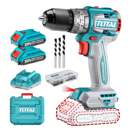 Taladro Percutor 1/2 Inalambrico 60nm +50 Acc Brushles Total Color Turquesa 20v