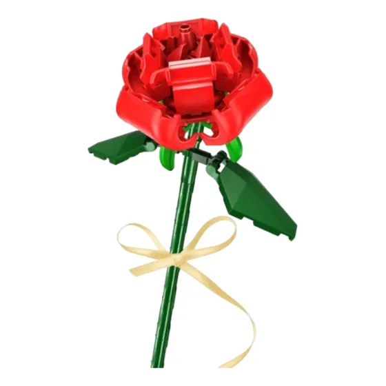 Set De Bloques De Construcción Rosa Y Rojo Ladrillos Flor