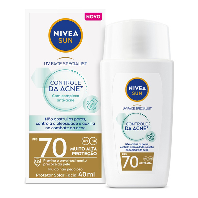 Nivea Sun Protetor Solar Facial Fluido Uv Face Specialist Controle Da Acne Fps 70 40ml Nivea Sun Protetor Solar Facial Fluido Uv Face Specialist Controle Da Acne Fps 70 40ml