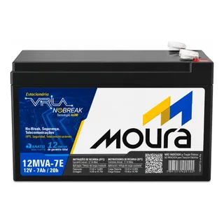 Bateria Selada Chumbo 12v 7ah Para Nobreak, Alarmes, Moura Preto
