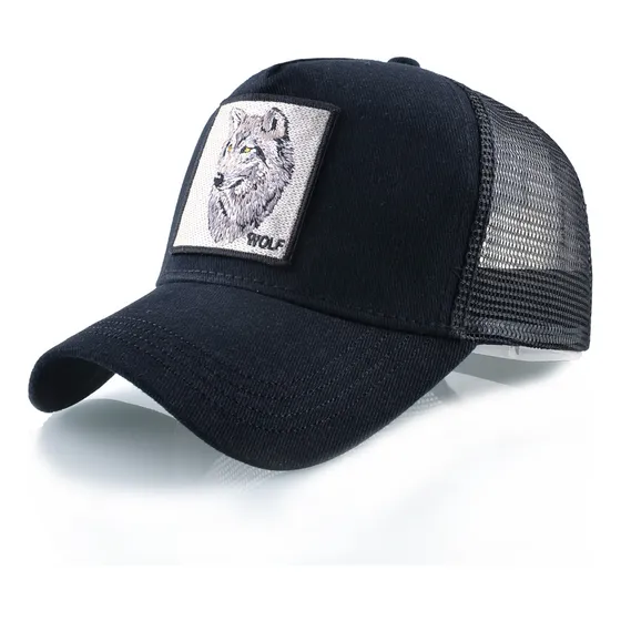 Gorra De Béisbol Con Parche De Lobo Snapback Hip Hop Trucker