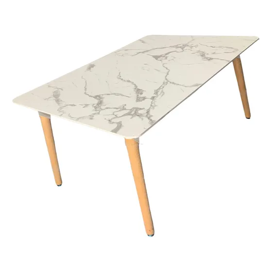 Mesa  Rectangular Marmoleada Retro Comedor Restaurante