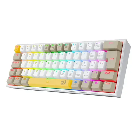 Teclado Gamer Mecanico Redragon Fizz Rgb Branco Switch Brown Idioma Português Brasil