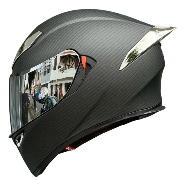 Casco Moto Axor Ex Bihr Fibra De Carbono Negro Doble Visor