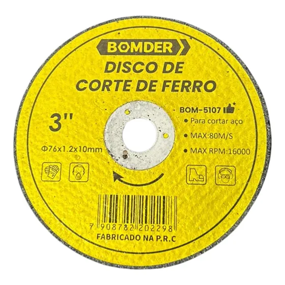 Disco Corte Ferro 3 Polegadas 76mm Esmerilhadeira 100 Peças