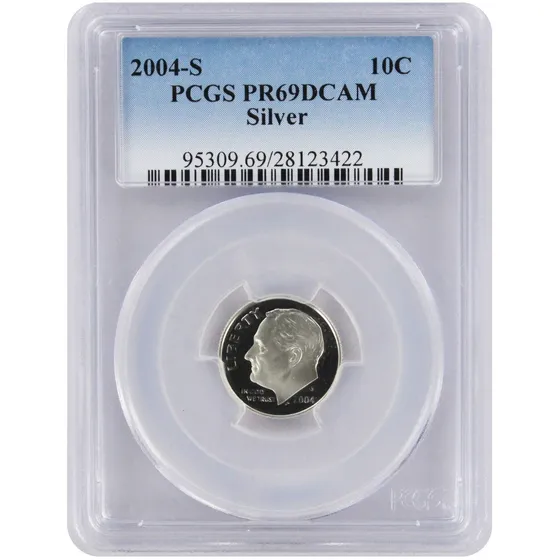 2004-s 10c Silver Roosevelt Dime Proof Pcgs Pr69dcam