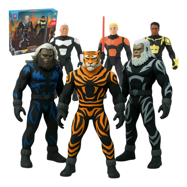 Kit 2 Bonecos Articulados Espada Super Herói Animais Guerra