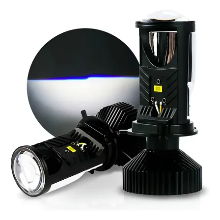 Par Ultra Led H4 Projetor Elíptico Canhão Canbus 8.500lm 72w H4 6.500k Branco-frio