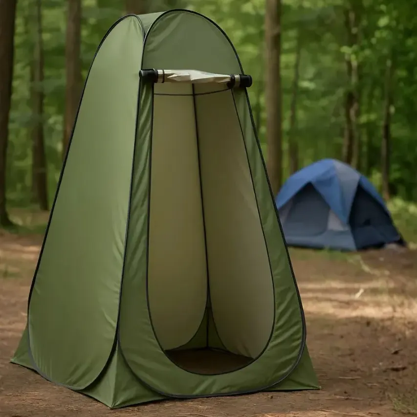 Carpa Portátil MTL Tipo Baño Camping Playa Exteriores Práctica Ligera Resistente Con Bolso Transporte Estacas Incluidas Armado Rápido Protección Solar Ventilación Ideal Ducha Vestidor Privado Verde