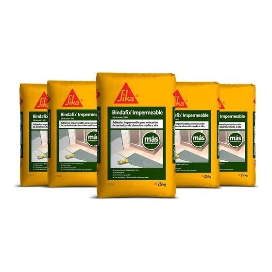 Pack 5 Bolsa 25k Adhesivo Cerámica Sika Bindafix Impermeable