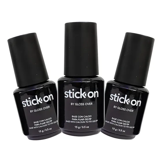 Stick On Con Calcio Para Pegar Geltip Gloss Over 3 Pzs 15 G Color Transparente