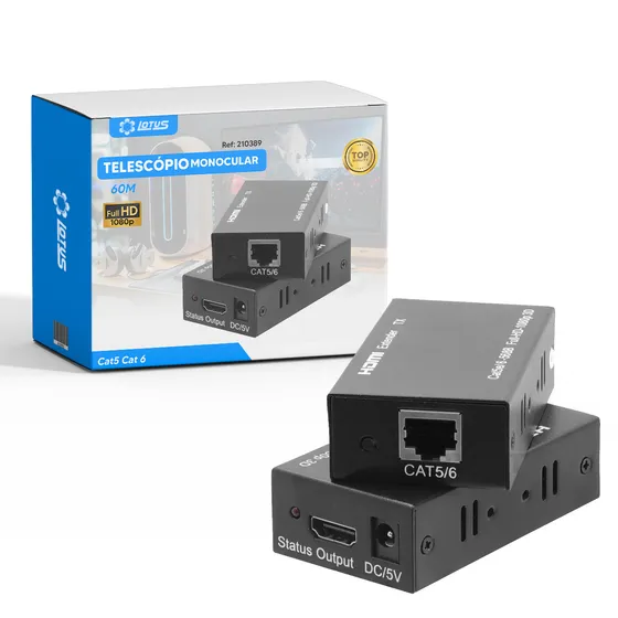 Extensor HDMI Rj45 60 m 60 metros Adaptador Cable Rede Cat 6 7