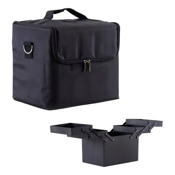 Maleta Profesional Portátil De Maquillaje 27x20 Cm Negra Color Negro
