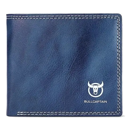 Bullcaptain - Billetera De Cuero Mate Qb-032-bl Azul