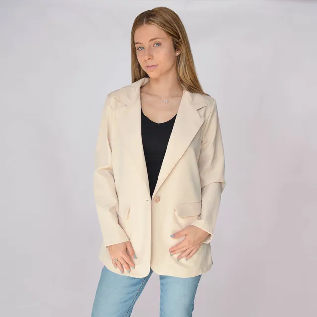 Customs Ba Blazer Oversize Mujer Negro Sastrero