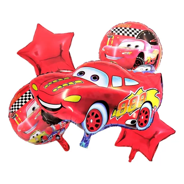 Bouquet Globos Metalizados Cars Rayo Mcqueen X 5 Piezas