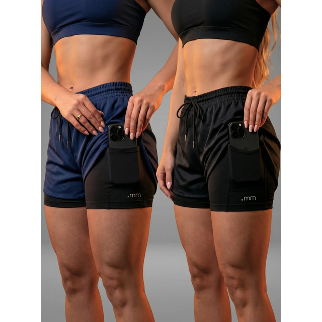 Kit 2 Short Duplo Compressão Fitness Bermuda Treino Feminino