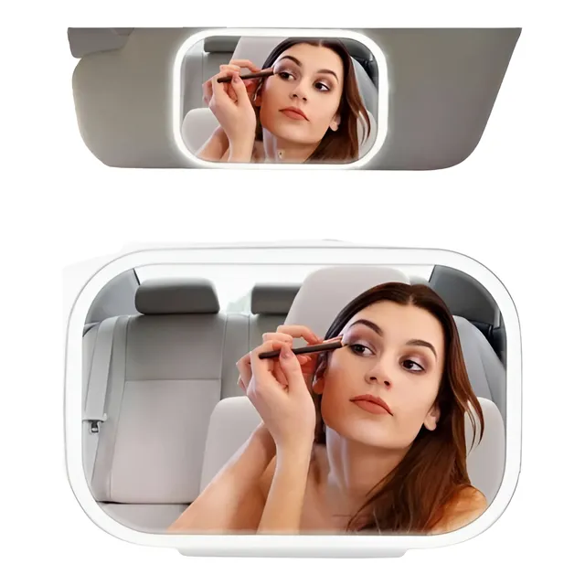 Espejo Maquillaje 3 Luces Led Touch Recargable Parasol Auto