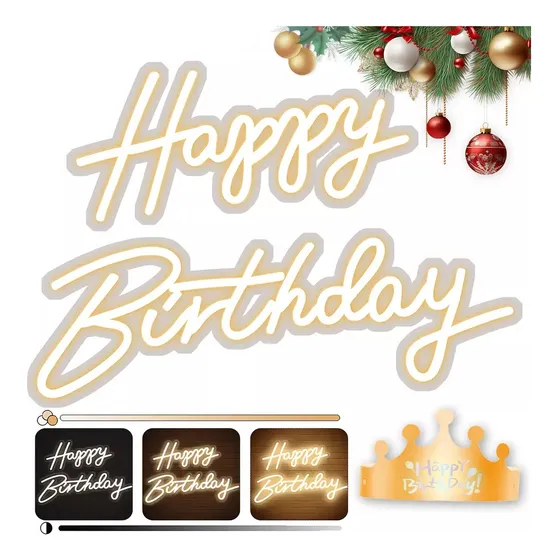 Letrero Led De Neón Para Exteriores  Feliz Cumpleaños 