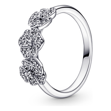Anel De Prata Flores Amor Perfeito Em Pavé Pandora Anel De Prata Flores Amor Perfeito Em Pavé Pandora