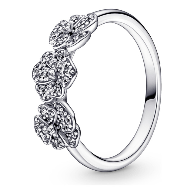 Anel De Prata Flores Amor Perfeito Em Pavé Pandora Anel De Prata Flores Amor Perfeito Em Pavé Pandora