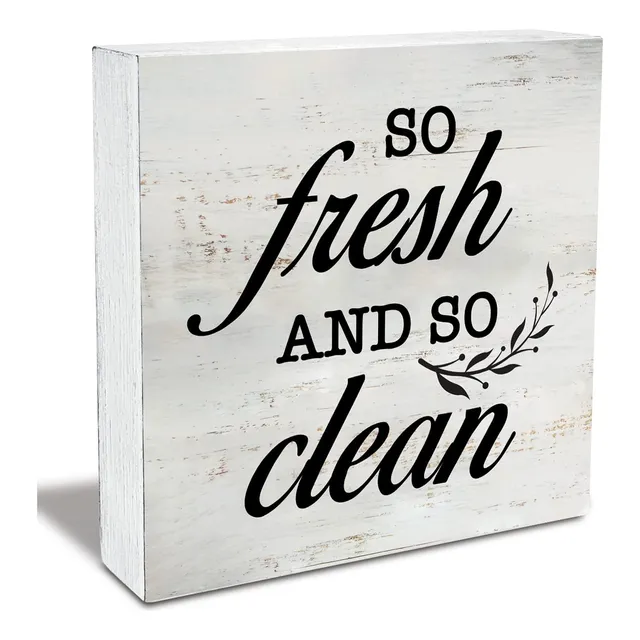 Fresh And Clean Cartel Madera Rustica Caja Para Casa Baño 5