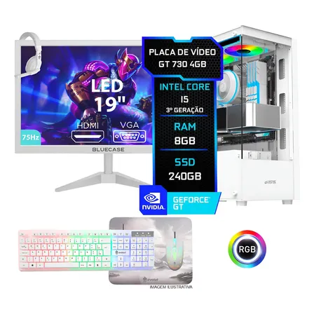 Pc Gamer Completo Branco I5 8gb, Ssd 240gb, Placa Video 4gb 240 Gb 8 Gb Geforce Gt 730